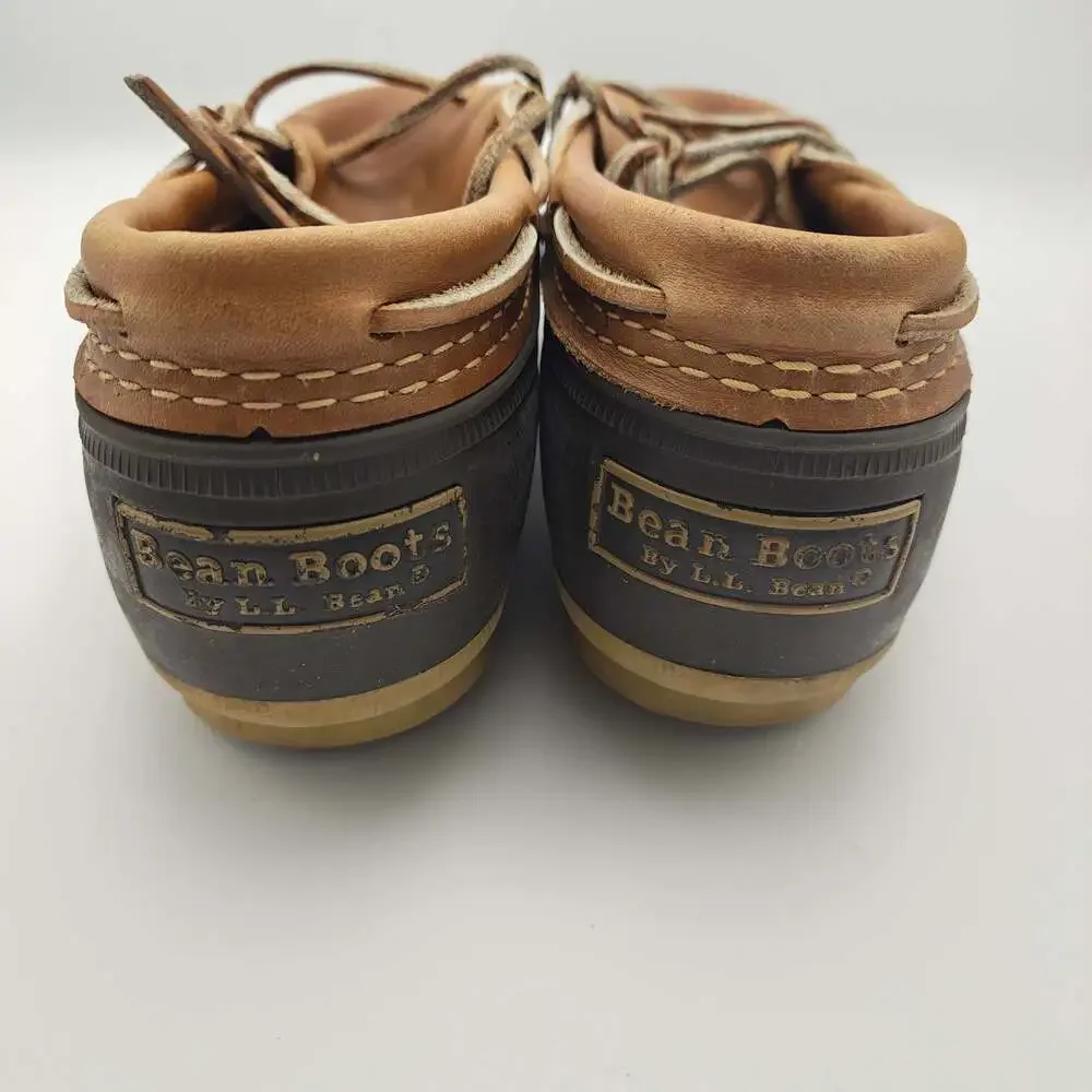 L.L. Bean Men's Gumshoe Duck Boots Size 9 Brown Leather Rubber Sole 30cm Outsole